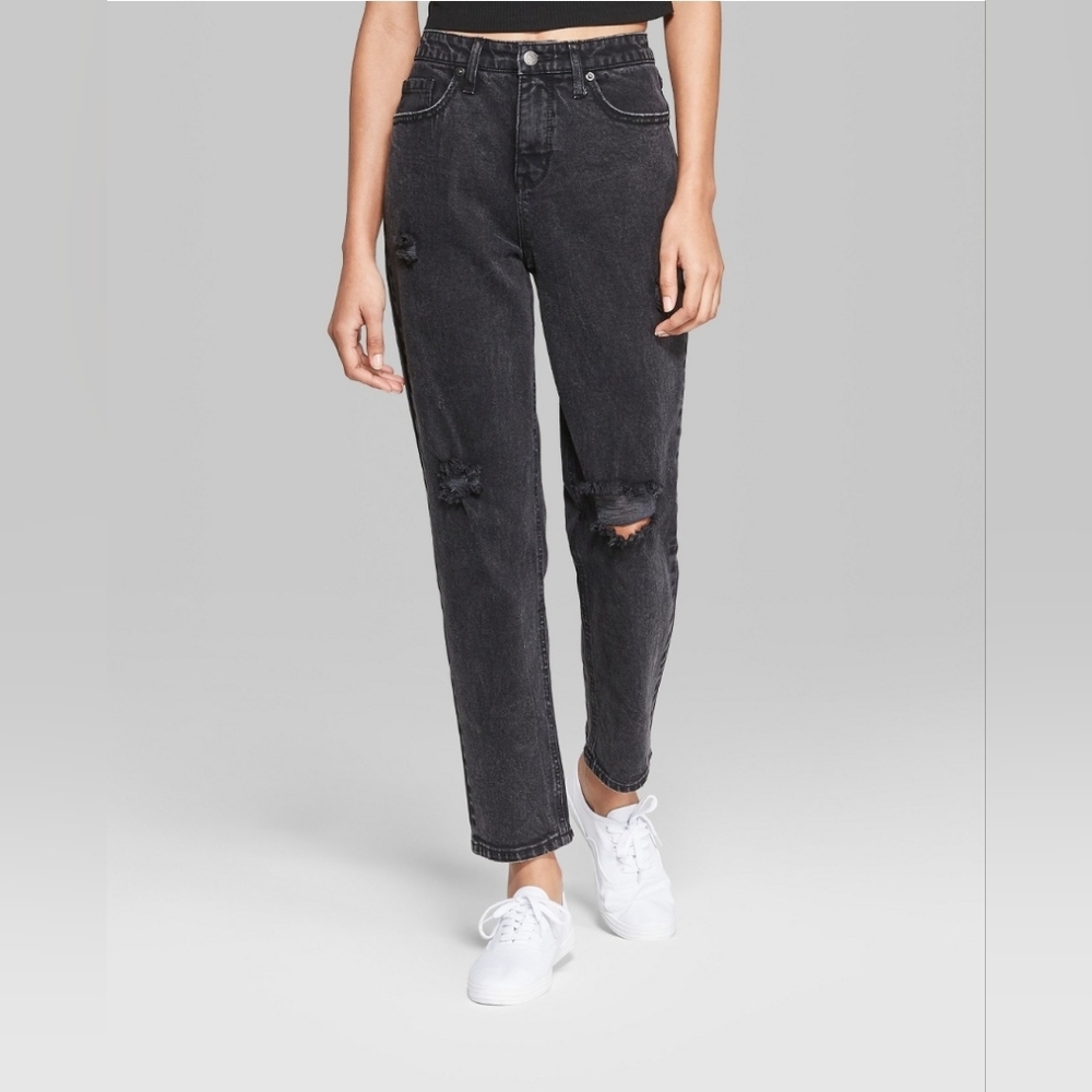Women's Mid-Rise 90's Straight Baggy Distressed Jeans - Nwt Size 6